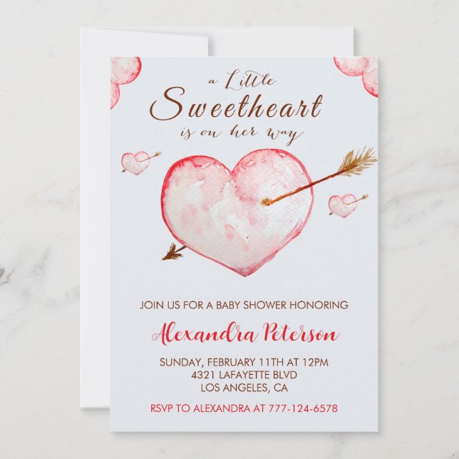 Invitación para baby shower del día de San Valentí (Anverso)