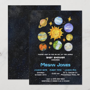 Invitación para baby shower del espacio Sistema