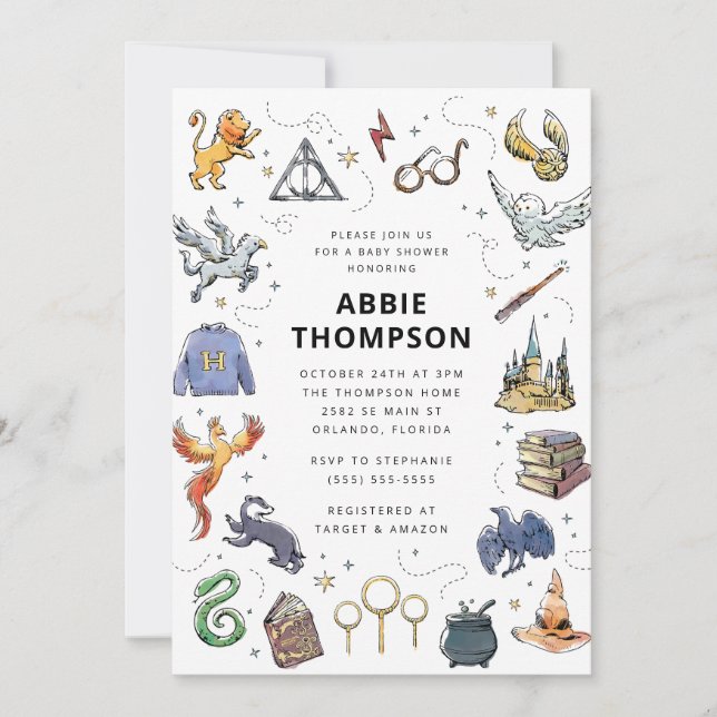 Invitación para Baby Shower del Ícono de Harry Pot (Anverso)