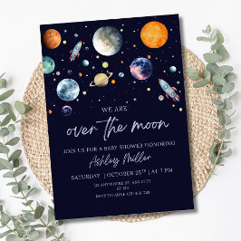 Invitación para Baby Shower del Niño Sobre La Luna