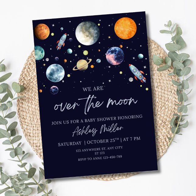 Invitación para Baby Shower del Niño Sobre La Luna (Subido por el creador)
