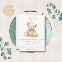 Invitación para Baby Shower del Osito Barely Wait