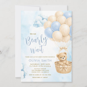 Invitación para baby shower del oso en la nube con