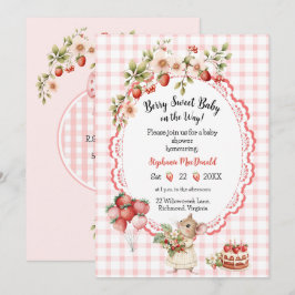 Invitación para Baby Shower del Ratón de Fresa
