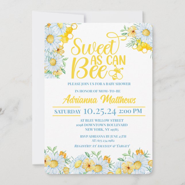 Invitación para Baby Shower Dulce Como Puede Ser u (Anverso)