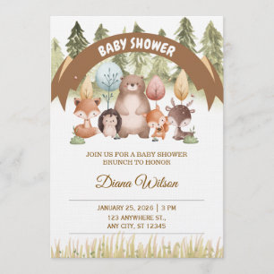 Invitación para Baby Shower en Bosque de Madera