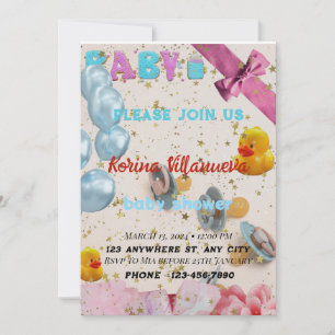 Invitación para baby shower en colores brillantes