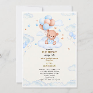 Invitación para baby shower en forma de azul 