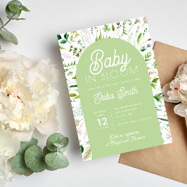 Invitación para baby shower en verde sage de bebé 