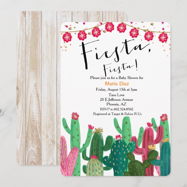 Invitación para Baby Shower Fiesta Mexicana (Anverso / Reverso)