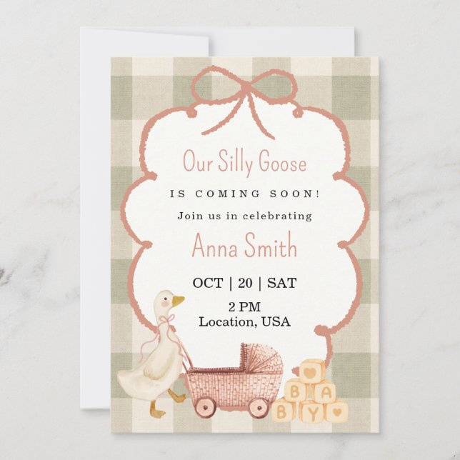 Invitación para Baby Shower "Ganso Tonto" (Anverso)