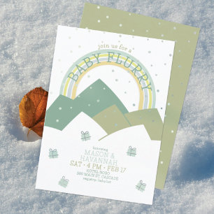 Invitación para baby shower Green Mountain Snow Fl