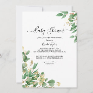Invitación para baby shower gris Verde esmeralda