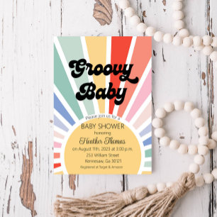 Invitación para Baby Shower Groovy Baby Sunshine