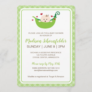 Invitación para baby shower Guisante en la Vaina (