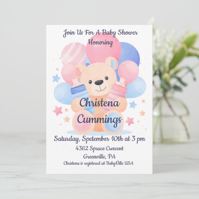 Invitación para Baby Shower 'Haz de Alegría' (Anverso de pie)