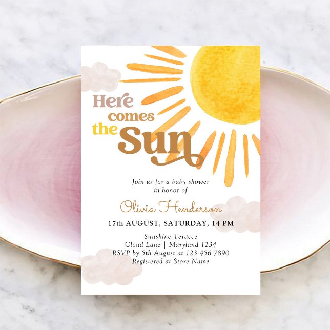 Invitación para Baby Shower Here Come The Sun (Subido por el creador)
