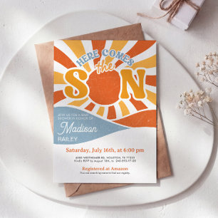Invitación para Baby Shower Here Comes the Son Boy