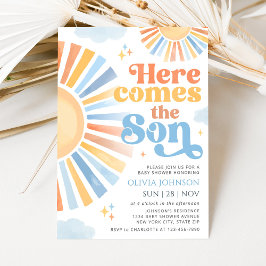 Invitación para baby shower Here Comes the Son Sun