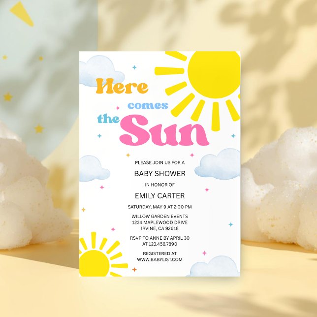 Invitación para baby shower 'Here Comes the Sun' (Subido por el creador)