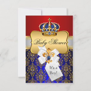 Invitación para Baby Shower Little Prince Blue Red