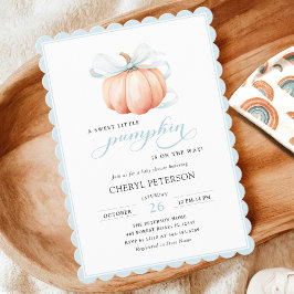 Invitación para baby shower Little Pumpkin Blue Bo