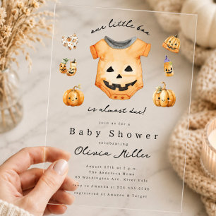 Invitación para Baby Shower Little Pumpkin Boo Bab
