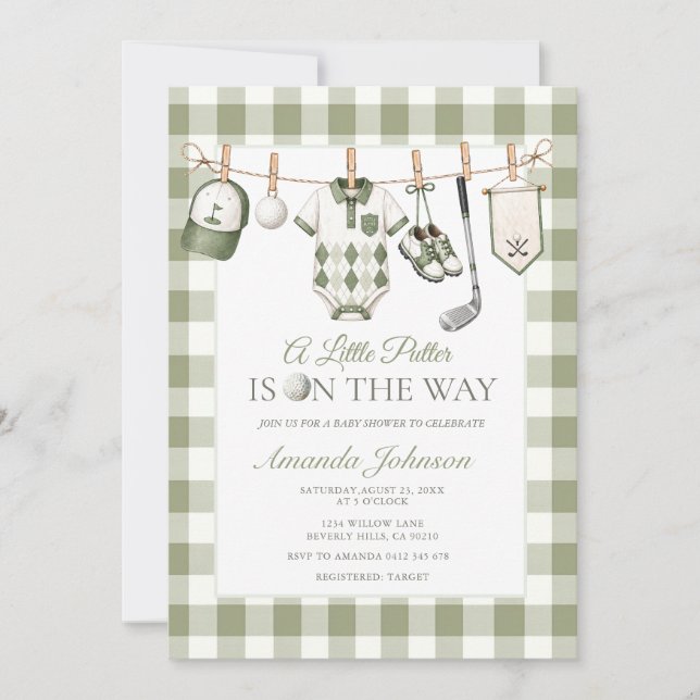Invitación para Baby Shower Little Putter Baby (Anverso)