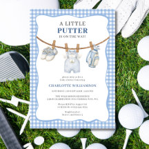 Invitación para baby shower Little Putter Blue Gol
