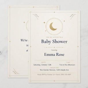 Invitación para baby shower Luna y Estrellas, Dora