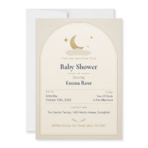 Invitación para baby shower Luna y Estrellas, Hist