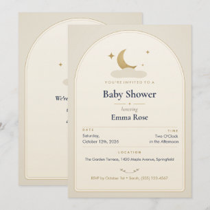 Invitación para baby shower Luna y Estrellas, Hist