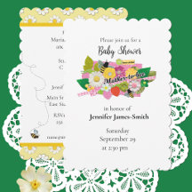 Invitación para Baby Shower Madre-Abeja