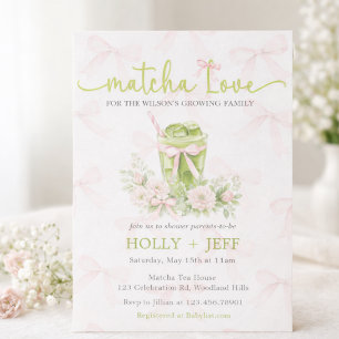 Invitación para Baby Shower Matcha Love Té Verde