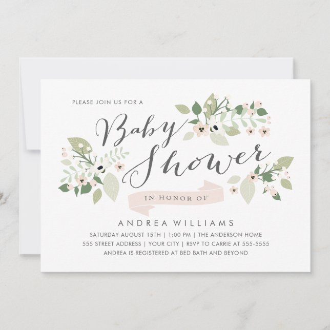 Invitación para Baby Shower Meadow Blooms (Anverso)