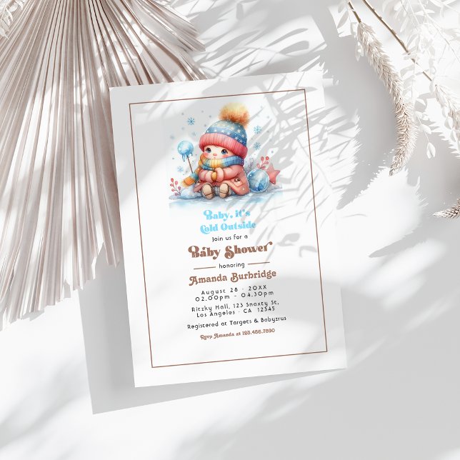 Invitación para Baby Shower "Mocha Mousse ¡Bebé, h (Mocha Mousse "Baby It’s Cold Outside!" Baby Shower Invitation)