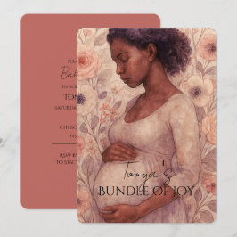 Invitación para Baby Shower, Mujer Negra Embarazad