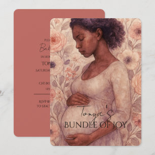 Invitación para Baby Shower, Mujer Negra Embarazad