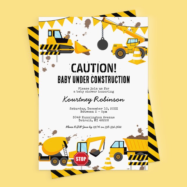 Invitación para Baby Shower Niño en Construcción (Subido por el creador)