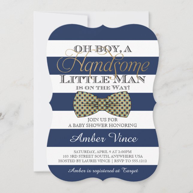 Invitación para Baby Shower Oh Boy (Anverso)