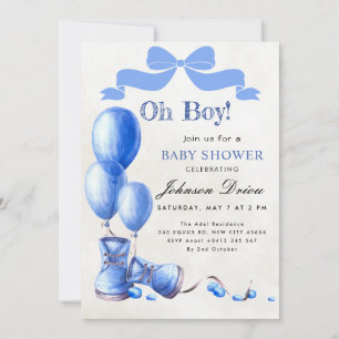 Invitación para Baby Shower 'Oh Boy' Acuarela Az