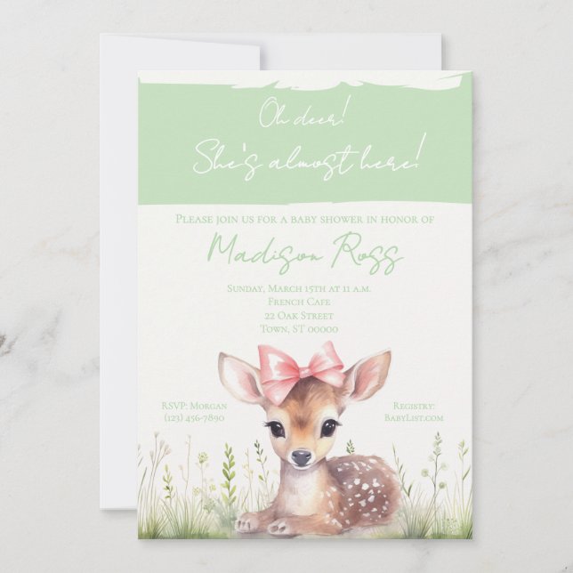 Invitación para Baby Shower 'Oh Cierva, Ella Está  (Anverso)