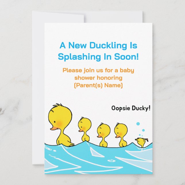 Invitación para Baby Shower – Oopsie Ducky (Anverso)