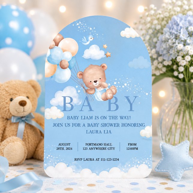 INVITACIÓN PARA BABY SHOWER OSITO AZUL (Subido por el creador)