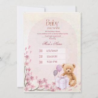 Invitación para Baby Shower | Osito de peluche ver