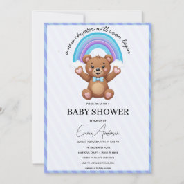 Invitación para Baby Shower Oso de Peluche Arcoíri