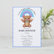 Invitación para Baby Shower Oso de Peluche Arcoíri