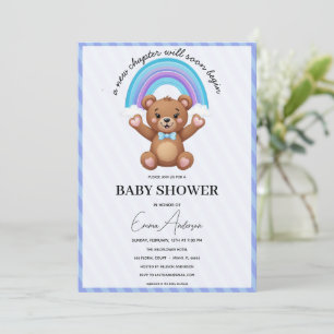 Invitación para Baby Shower Oso de Peluche Arcoíri