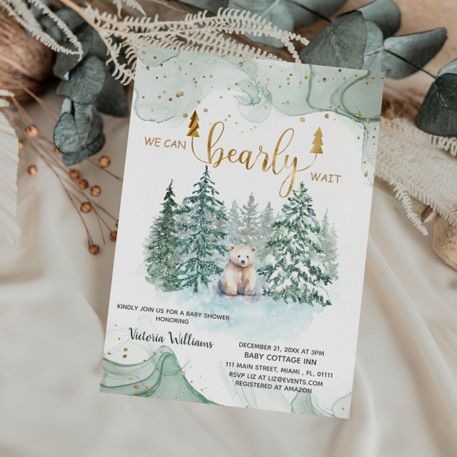 Invitación para Baby Shower Oso Invernal (Subido por el creador)
