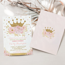 Invitación para baby shower para niña con corona d
